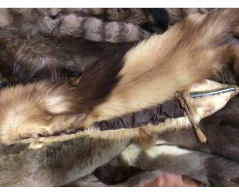 Vintage furs including mink coat retailed by J. Galistinos Co., blonde mink cropped jacket, Ann Green black feather bolero an