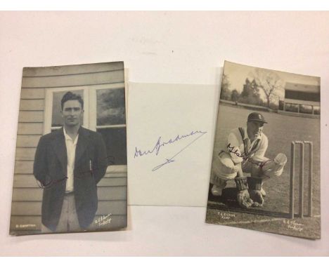Autographs cricket a selection of earlier items including Middlesex 1949, Kent 1949, Best wishes Len Hutton (piece), Don Brad