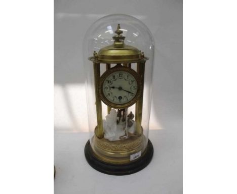 Large perpetual motion mantle mantel clock under dome, 42cm high including dome