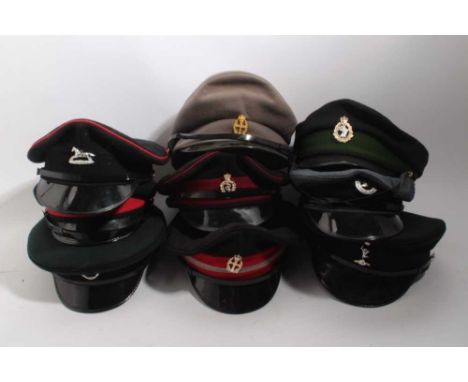 Collection of 9 Elizabeth II British military officers caps, various regiments to include Air Training Corps, Royal Army Medi