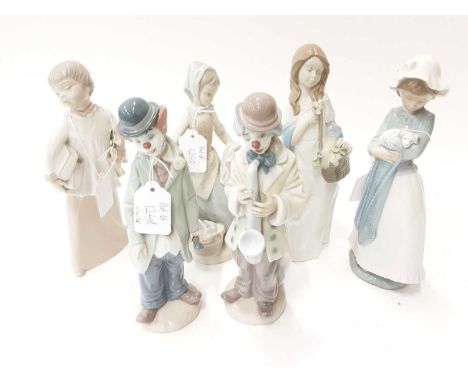 Three Lladro figures together with two NAO figures and other (6)