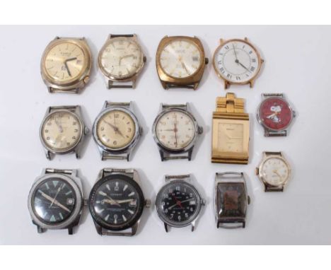Collection of fourteen vintage gentleman's wristwatches to include Snoopy Watch, Combat, Timex and Omnia