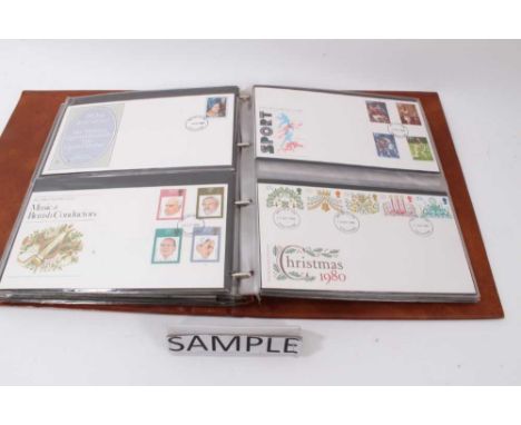 Stamps selection of G.B. first day covers in albums including special hand stamps, silk issues