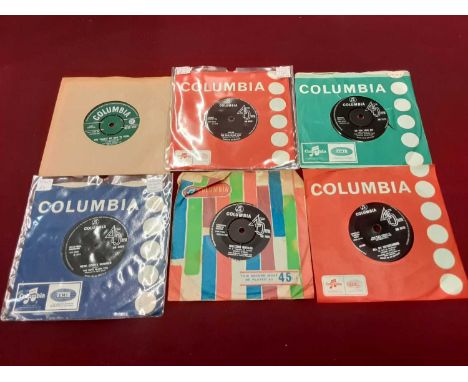 Box of single records on the Columbia label, including Dave Clark Five, Mike Cotton Jazzmen, Julie Covington, Heinz (DB 7559)