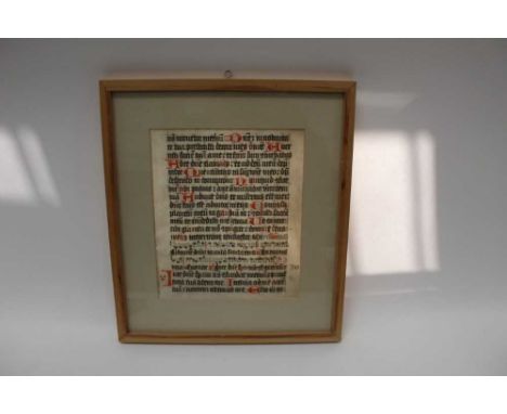 Two 15th / 16th century illuminated manuscript leafs, 10 x 8cm and 7 x 5cm together with another similar with musical notatio