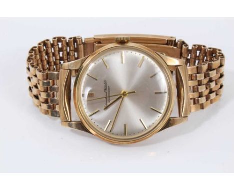 1960s IWC International Watch Co Schaffhausen 9ct gold wristwatch, with silvered dial, import marks for London 1965, on 9ct g