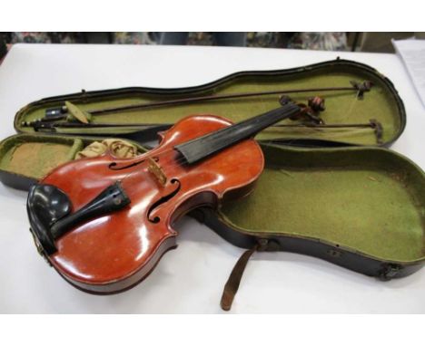 Violin by Ernst Heinrich Roth, with label reading 'Copy of Nicholas Amati', single piece back measuring 37.5cm long including