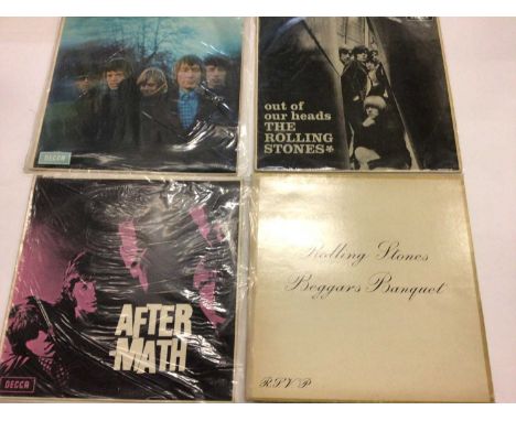 Eleven early Rolling Stones LP's mostly Ex condition including Beggars Banquet, Aftermath, out of our Heads, No.2 (three copi