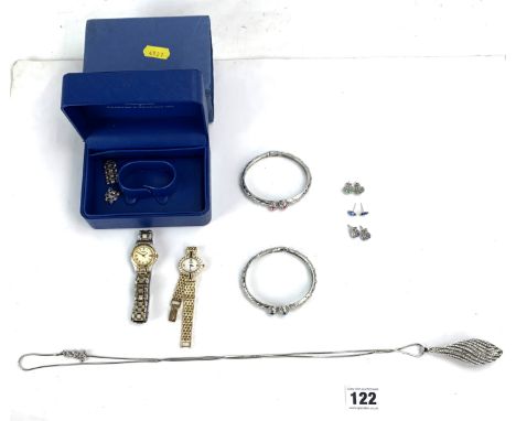 Assorted dress jewellery including 2 Rotary watches, bangles, necklace, earrings etc
