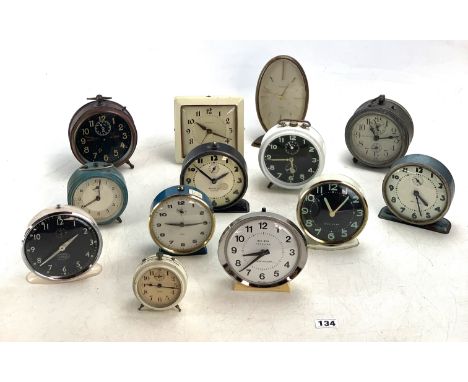 13 vintage alarm clocks inc. Tring, Veglia, Smiths, Westclox, Big Ben etc