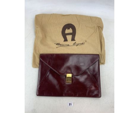 Etienne Aigner brown leather briefcase style bag with dustbag. Size 14" x 10"