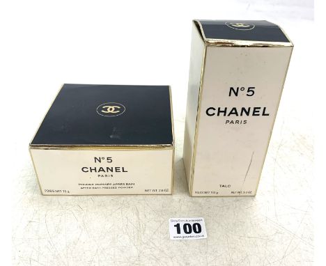 Vintage Chanel No. 5 boxed Talc and After Bath Pressed Powder