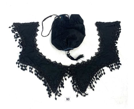 Vintage black beaded collar and handmade bag