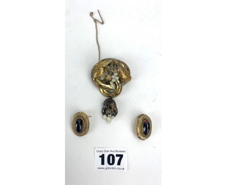 Vintage dress brooch and pair of dress earrings