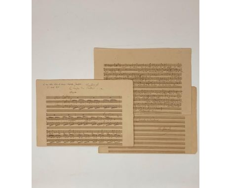 CHARLES GOUNOD (1818-1893)Signed autograph musical manuscript entitled “Spring Song”. 9 systems of 3 staves for voice and pia