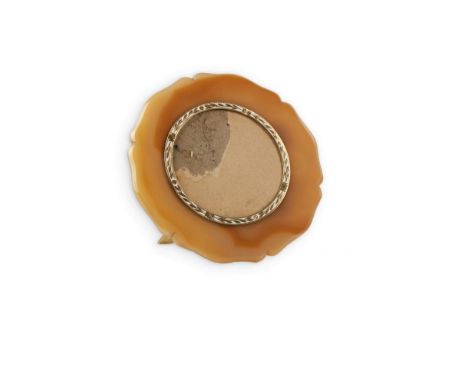 AGATE AND SILVER ART DECO FRAME, MAQUET PARISSigned Maquet Paris Nice Agate, gold, white enamel, silver D: 11cm