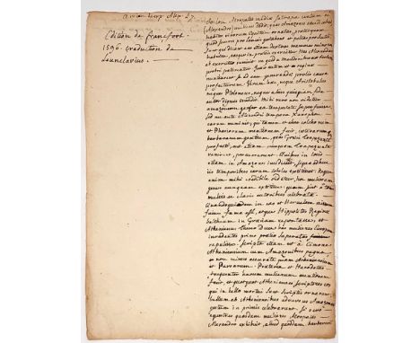 JEAN-JACQUES ROUSSEAU (1712- 1778)Autograph manuscript Extract from the Anabasis of Arrian, story of Alexander the Great, in 