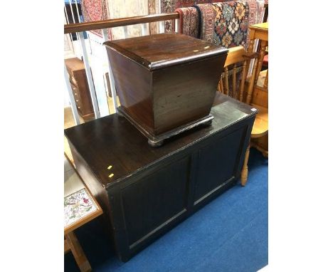 Pine commode and a large blanket box
