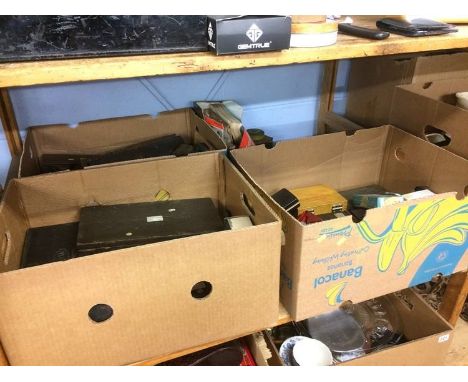 Three boxes of assorted tools, measures and gauges