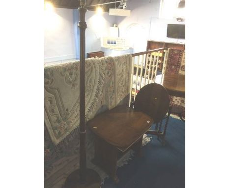 An oak lamp, folding table and an Art Deco walnut extending table