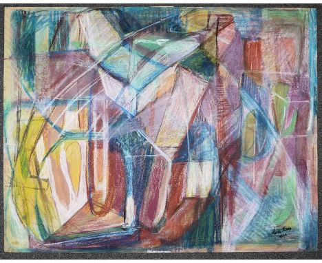 Eva Nagy, Abstrakte Landschaft, Farbkreidezeichnung von 1989Eva Nagy, 1921 Aiud, Siebenbürgen - 2003 Wien, österreichische Ma