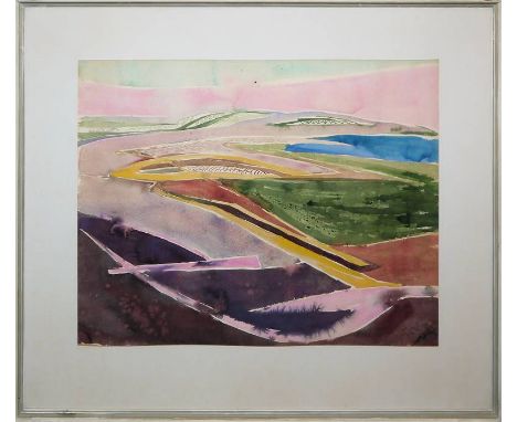 Will Sohl, Landschaft auf Sylt bei List, großes Aquarell von 1947, gerahmtWill Sohl, 1906 Ludwigshafen - 1969 Heidelberg, deu