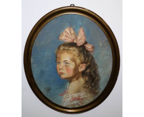 Hans Konrad Saffer, Portrait der kleinen Johanna Leykam, Aquarell von 1920, gerahmt,  mit Original-FotosHans Konrad Saffer, 1