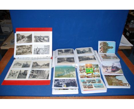 Four small folders of Danish Postcards, another album of vintage Postcards of Bussum, Netherlands and a red album of vintage 