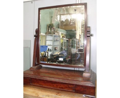 A 19th c. Mahogany Swing bevelled Mirror having light and dark-wood rope beading and raised on ogee bracket feet, 28 3/8'' wi