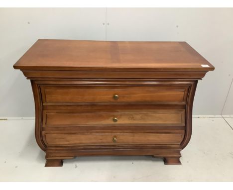 A reproduction 'And So To Bed' French style cherry four drawer commode, width 110cm, depth 52cm, height 82cm. Condition - goo
