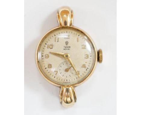 A lady's 9ct gold Tudor Royal manual wind wrist watch, no bracelet. Condition - poor