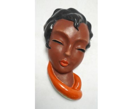A Goldscheider terracotta wall mask, 29cm. Condition - fair to good