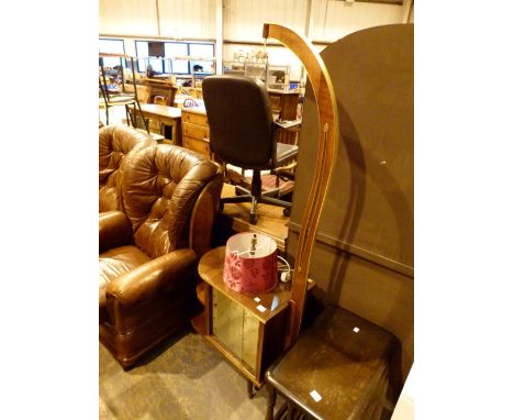 Unusual glazed cabinet with hanging lamp attached 