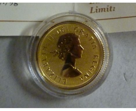 A Canadian, Elizabeth II -Gillick portrait- 24ct gold proof 10 Dollars coin, Maple Leaves Design on the obverse (edition limi