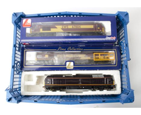 Modified/Detailed Lima 00 Gauge EWS Diesel Locomotives, comprising class 37 401 'Mary Queen of Scots', class 66 068, and clas