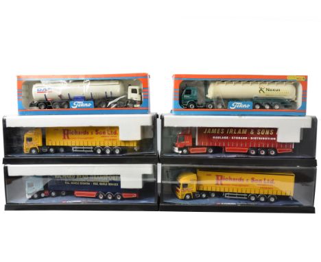 Corgi and Tekno Articulated Trucks, a boxed/cased group of 1:50 scale models comprising Corgi Modern Trucks curtainsiders, 75