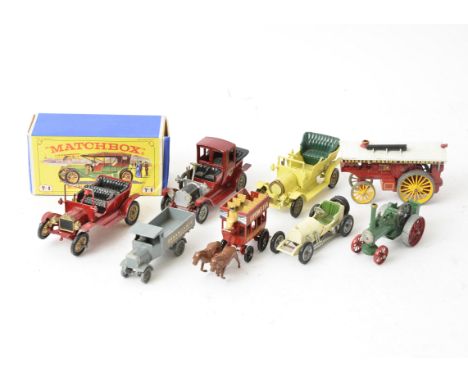 Postwar and Later Playworn and Boxed Diecast Vehicles, a collection of private and commercial vintage vehicles, 1:64 scale an