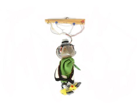 Rare Pelham Puppets Crow, green felt top with black and white felt wings, in original box, puppet came direct from the factor