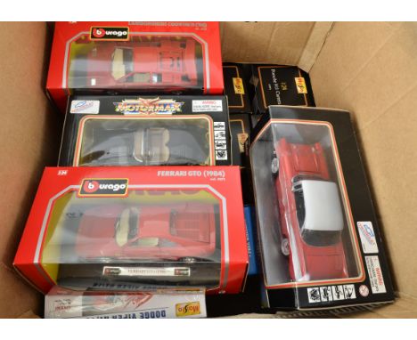 1:24 Scale and Similar Models By Burago and Others, a boxed collection of vintage and modern vehicles, including  Ferrari, La