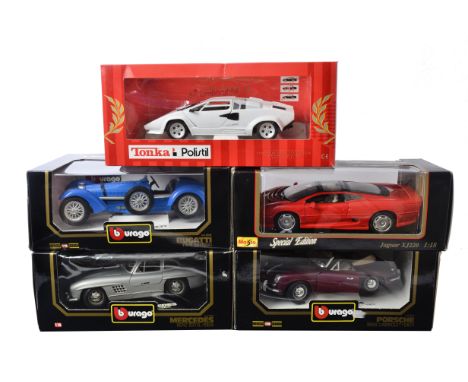 Modern Diecast Vehicles, boxed 1:18 scale examples including Burago 3005 Bugatti Type 59, 3013 Mercedes Benz 300SL and 3031 P