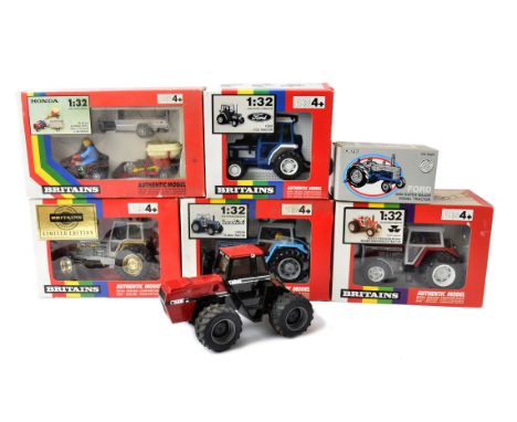 Britains and ERTL Tractors and Accessories, a boxed collection of 1:32 scale models comprising, Britains 9517 Massey Ferguson