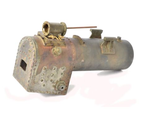 A Vintage (Approx 1½" Scale) Portable Engine Boiler and Cylinder, with seamless copper tube boiler 3½" diameter, with brass t