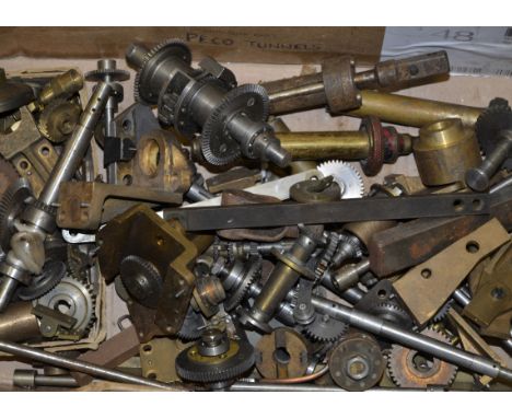 A Collection of Engineer's Tools Model Mechanisms Gauges and Other Parts, tools including a 'Crown' 3-jaw chuck, various lath