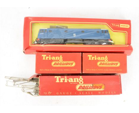 A Tri-ang-Hornby R753 E3001 Electric Locomotive and Overhead Equipment, the locomotive in BR blue with white-printed lion &am