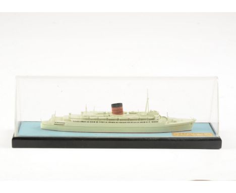 A well made 100 feet-1 inch Waterline Model of R M S 'Caronia', made in style of Bassett -Lowke models, presented in a wood/p