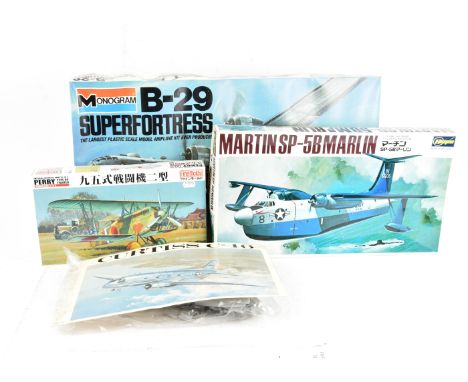 Military Aircraft Kits, a boxed collection including, 1:72 scale Hasegawa JS-063 1200 Martin Marlin, JS-113 Flying Fortress, 