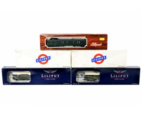 Liliput H0 Gauge Coaches, Liliput (Bachmann) various GRD, DB green coaches (4), blue (2), Liliput 846 01, 847 01, 848 01, Bad