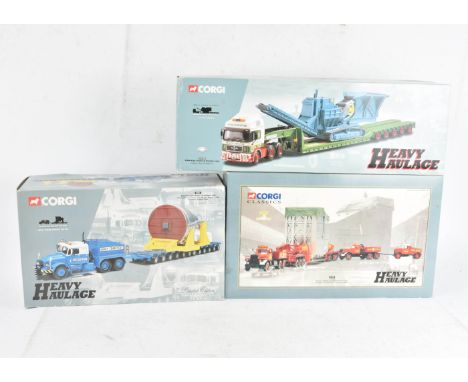 Corgi Heavy Haulage Models, a boxed trio of 1:50 scale limited edition vehicles comprising, CC12002 MAN king trailer &amp; cr