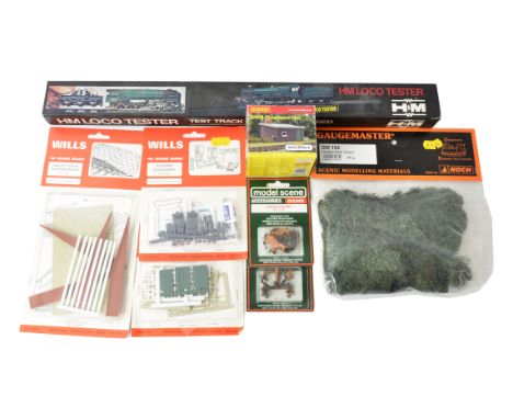 Layout and Scenic 00 Gauge Materials, including Gaugemaster Transformer and Model WS controller, Point motors, H&amp;M loco t