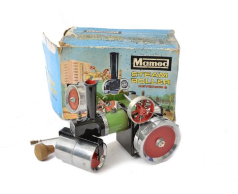 A Mamod Live Steam Roller and Meccano Stationary Engine, both in original boxes, the SR1a roller in green and red, with spiri